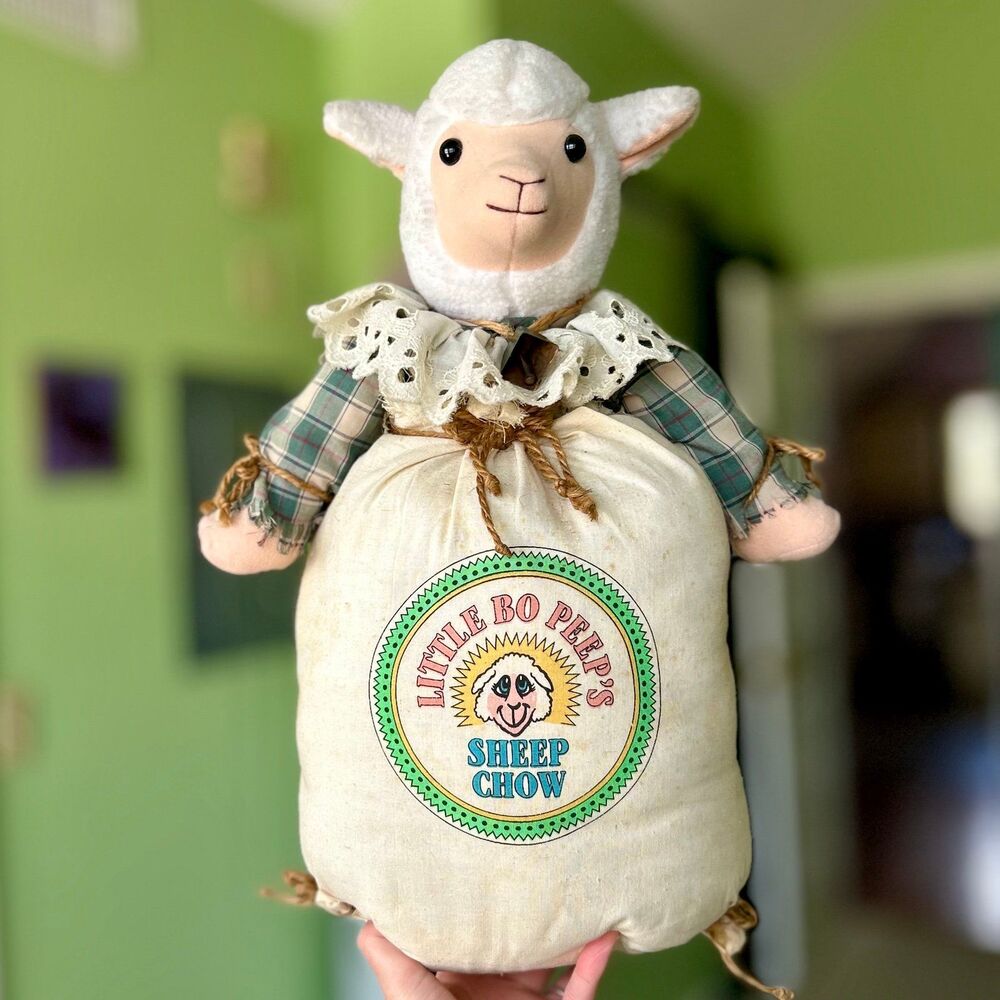 Vintage Sheep "Little Bo Peep" Weighted Door Stopper Cottagecore Farm Accent